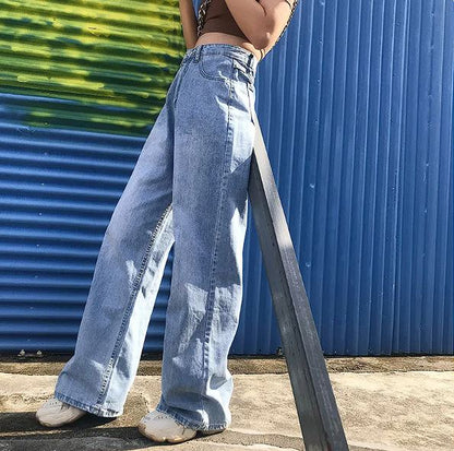 Dames High Waist Wide Leg Jeans