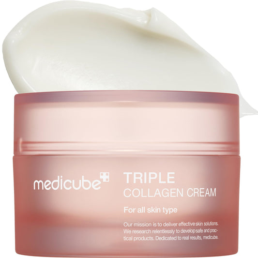 Medicube Triple Collagen Crème - Hydraterende & Verstevigende Moisturizer met Hyaluronzuur Premium Elastine Shea Boter - Rimpelverzorging & Verhoogt Elasticiteit - Koreaanse Huidverzorging 48 g