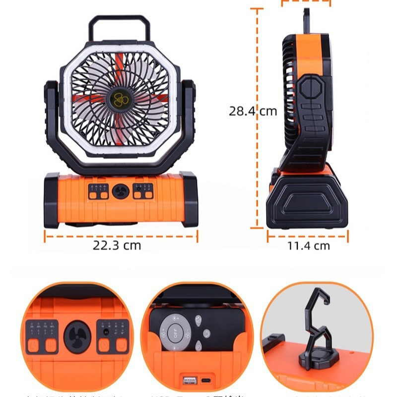 Outdoor Draagbare Powerbank LED Licht Campingventilator